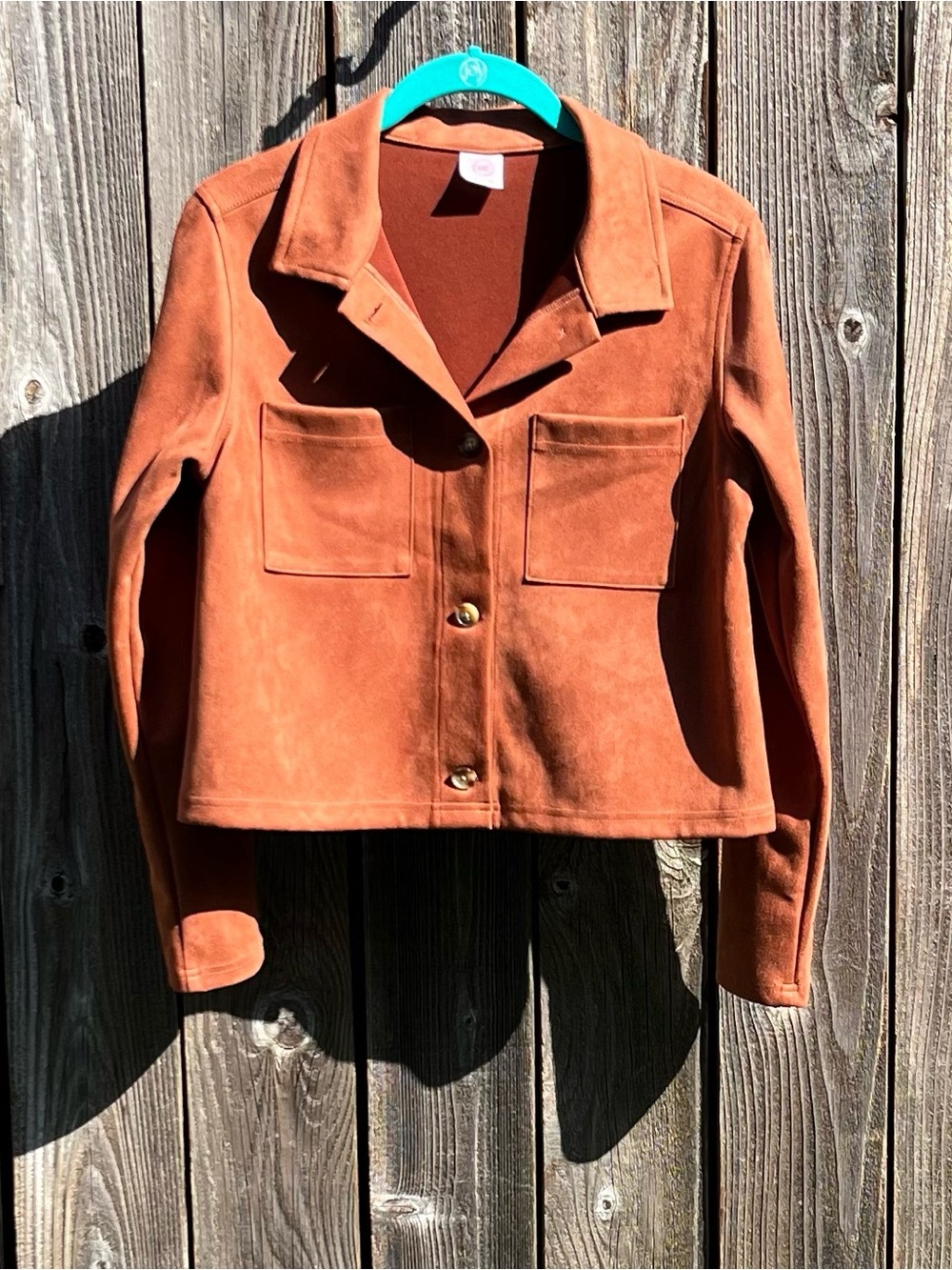 Wonder Nation rust short cropped faux suede jacket size XL Junior